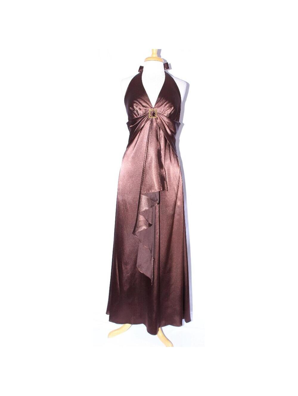 Cindy #1003 Charmeuse Satin Vintage Formal Bridesmaid Dress-Size 2X-Brown-NEW